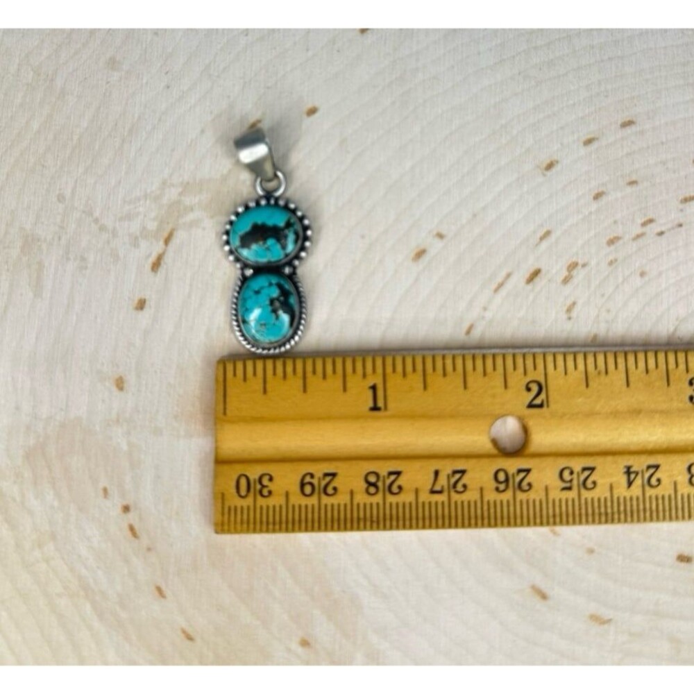 Native Southwest Style Sterling Multi Stone Number 8 Turquoise Pendant